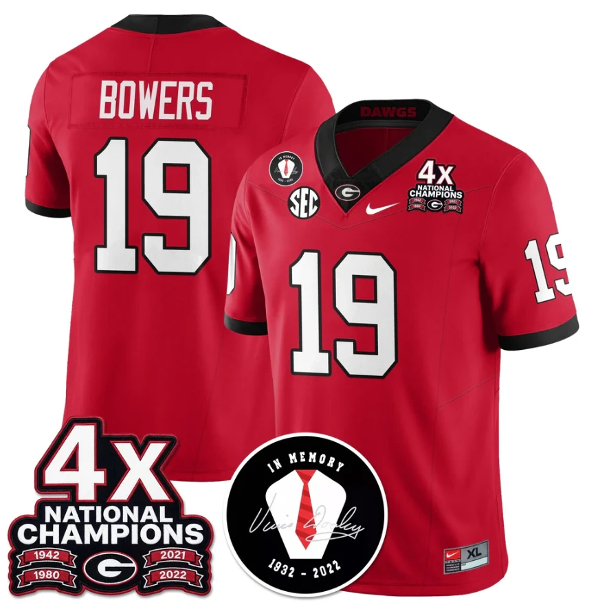 Brock Bowers Jersey #19 Georgia Bulldogs 4x-Time National Champions Stitched by My Store NCAA Football Jerseys