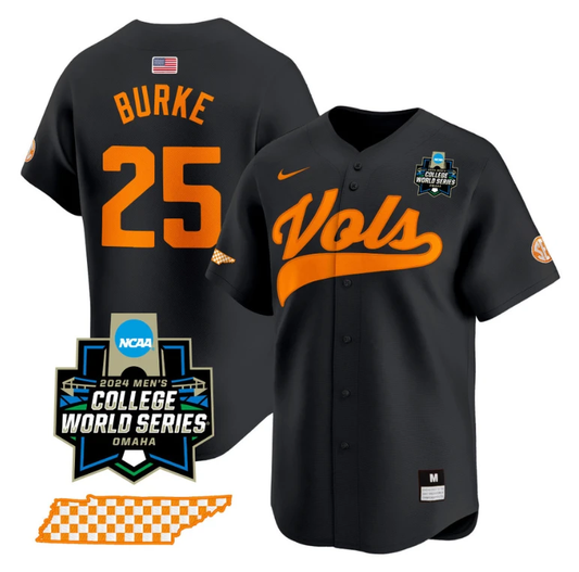 Blake Burke Jersey #25 Tennessee Volunteers 2024 College World Series Vapor Premier Limited NCAA Baseball Stitched Black by My Store