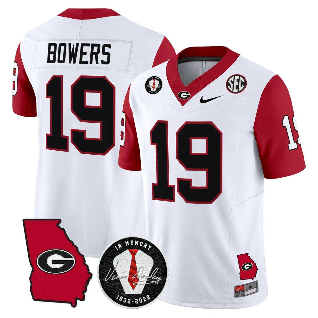 Brock Bowers Jersey #19 Georgia Bulldogs 2025 Limited Stitched White by My Store NCAA Football Jerseys