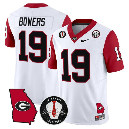 Brock Bowers Jersey #19 Georgia Bulldogs 2025 Limited Stitched White by My Store NCAA Football Jerseys