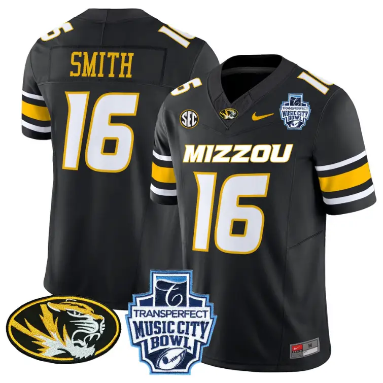 Brad Smith Jersey #16 Missouri Tigers 2024 Music City Bowl Black by NCAA Football Jersey