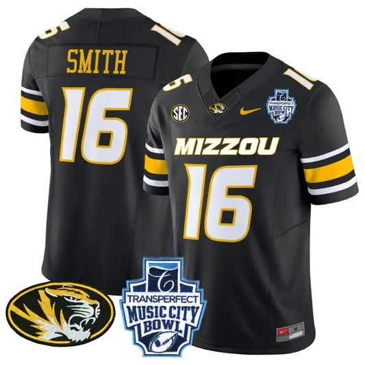 Brad Smith Jersey #16 Missouri Tigers 2024 Music City Bowl Black by NCAA Football Jersey