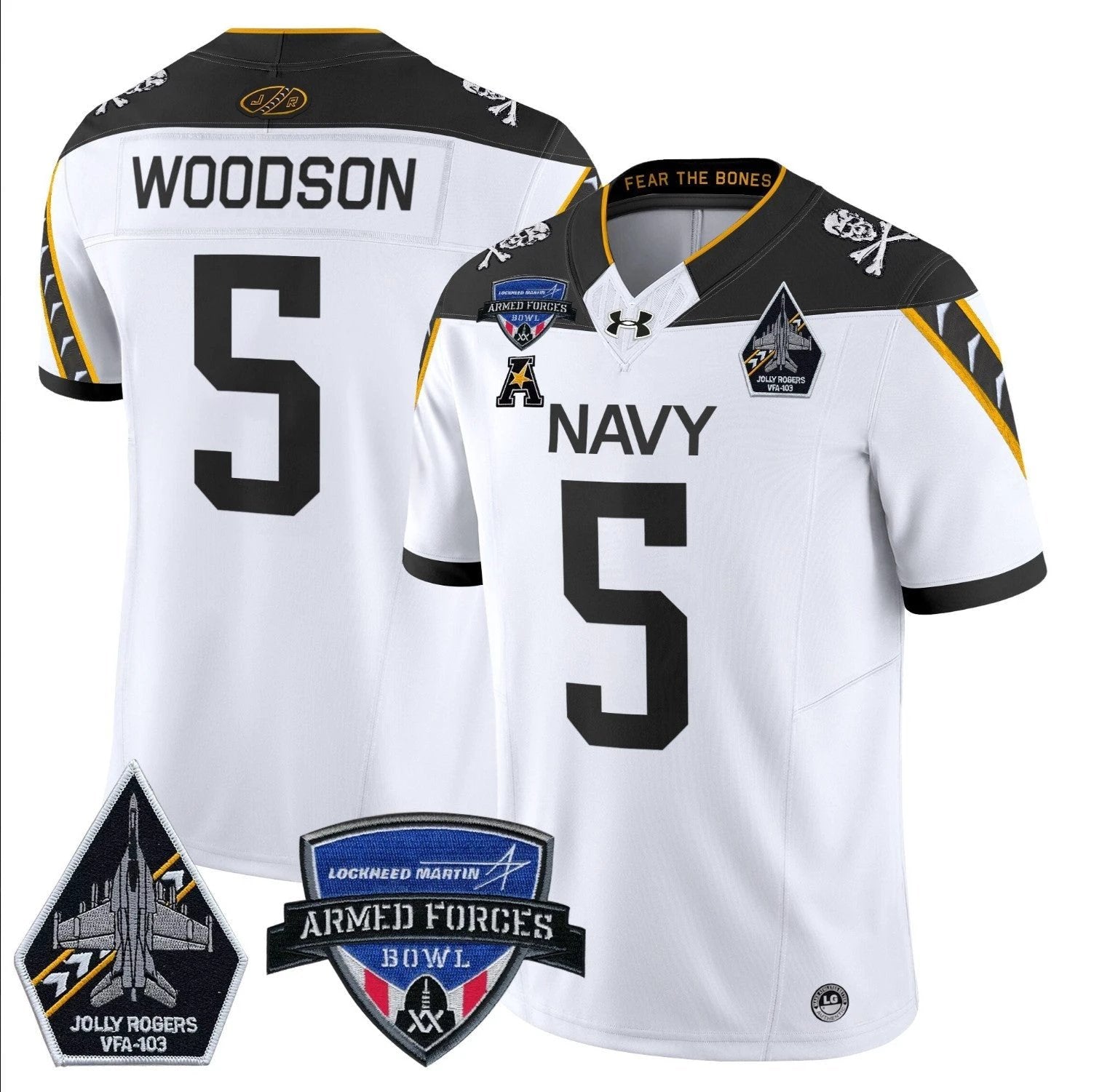 Braxton Woodson Jersey #5 Navy Midshipmen 2025 Armed Forces Bowl Patch White by My Store