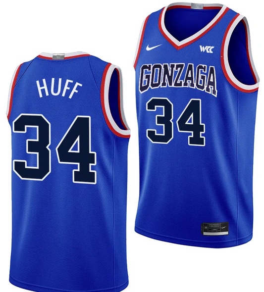Braden Huff Jersey #34 Gonzaga Bulldogs Throwback Basketball uniform 2023-24 Blue by My store basketball