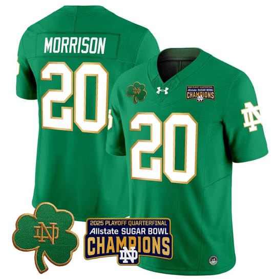 Benjamin Morrison Jersey #20 Notre Dame 2025 Sugar Bowl Champions Green by My Store