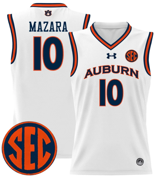 Baker Mazara Jersey #10 Auburn Tigers 2024 Lightweight Basketball White by My store basketball