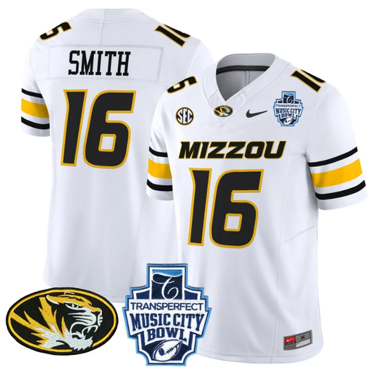 Brad Smith Jersey #16 Missouri Tigers 2024 Music City Bowl White by NCAA Football Jersey