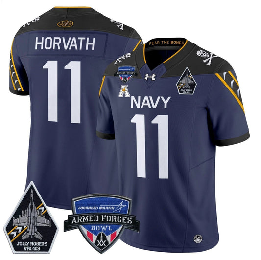 Blake Horvath Jersey #11 Navy Midshipmen 2025 Armed Forces Bowl Patch Navy by My Store