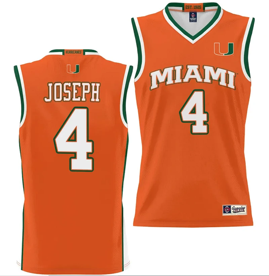 Bensley Joseph Jersey #4 Miami Hurricanes NIL College Basketball Lightweight Orange by My store basketball