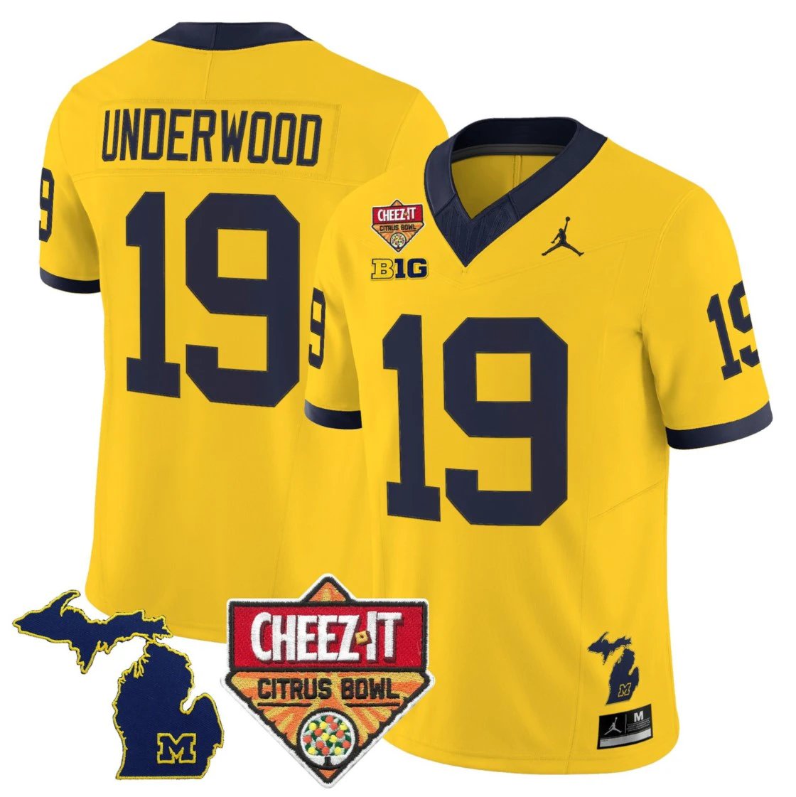 Bryce Underwood Jersey #19 Michigan Wolverines 2025 Cheez-It Citrus Bowl by My Store NCAA Football Jerseys