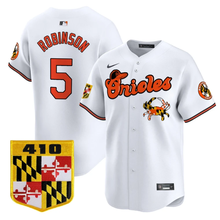 Brooks Robinson Jersey #5 Baltimore Orioles 410 & Chesapeake Crab Patch Limited Stitched White by My Store