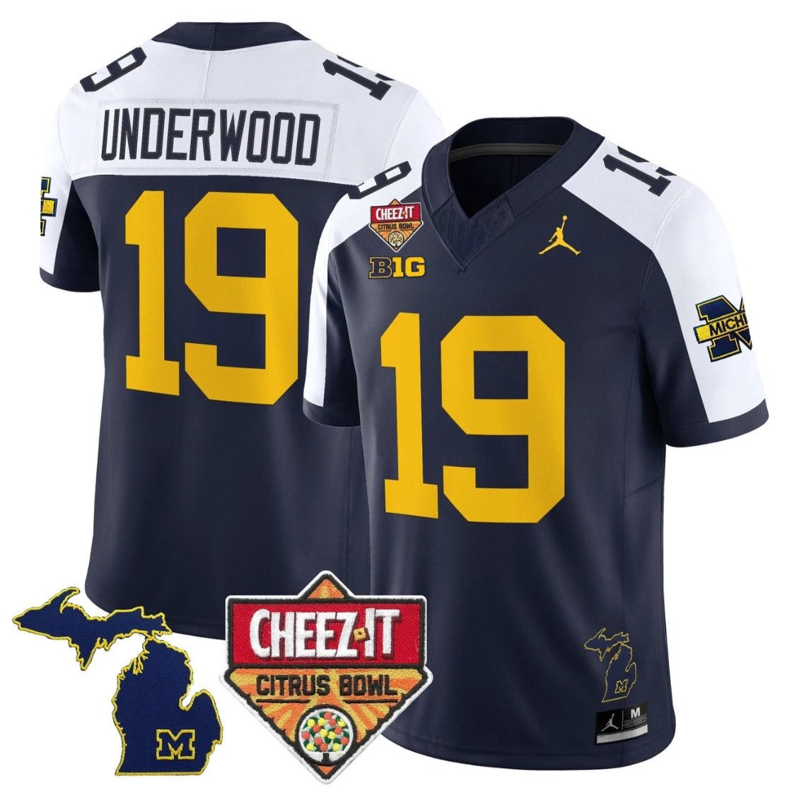 Bryce Underwood Jersey #19 Michigan Wolverines 2025 Cheez-It Citrus Bowl by My Store NCAA Football Jerseys