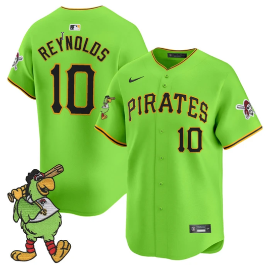 Bryan Reynolds Jersey #10 Pittsburgh Pirates Pirate Parrot Patch Premier Limited Stitched Green by My Store