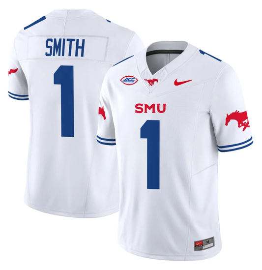 Brashard Smith Jersey #1 SMU Mustangs Icy College Football Vapor Limited White by My Store