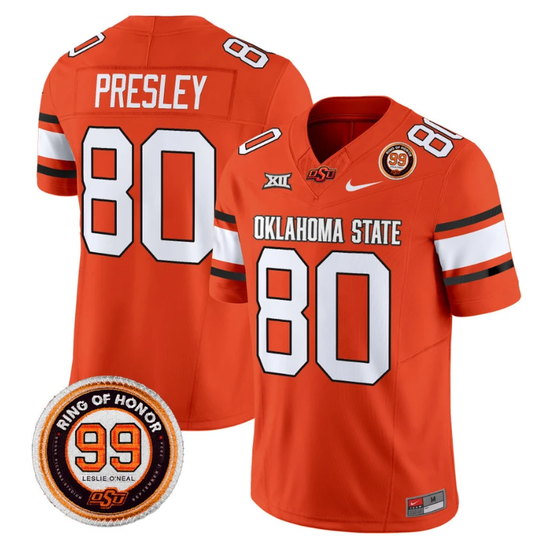 Brennan Presley Jersey #80 Oklahoma State Cowboys Leslie O'neal Patch Vapor Limited College Football Stitched OrangeBrennan Presley Jersey #80 Oklahoma State Cowboys Leslie O'neal Patch Vapor Limited College Football Stitched Orange by My Store
