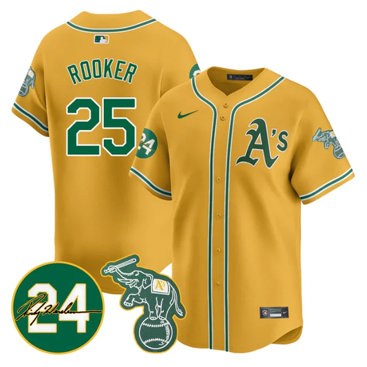 Brent Rooker Jersey #25 Oakland Athletics 2025 Rickey Henderson Memorial Stitched Yellow by My Store