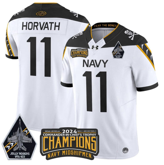 Blake Horvath Jersey 11 Navy Midshipmen Commander-in-chief's Trophy White by NCAA Football Jersey