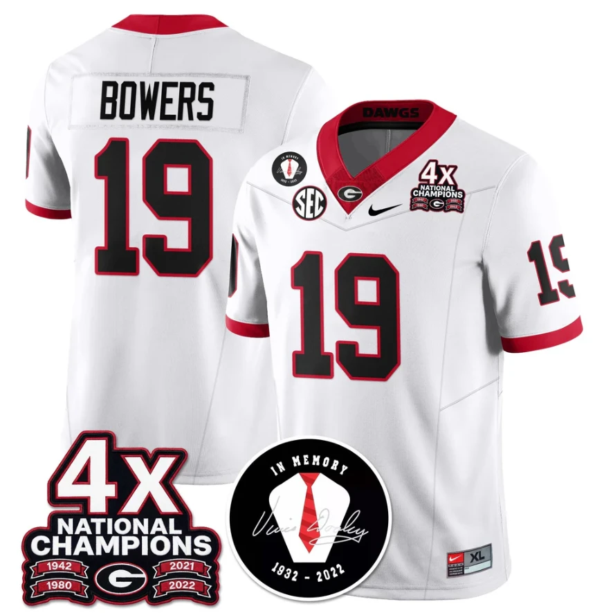 Brock Bowers Jersey #19 Georgia Bulldogs 4x-Time National Champions Stitched by My Store NCAA Football Jerseys