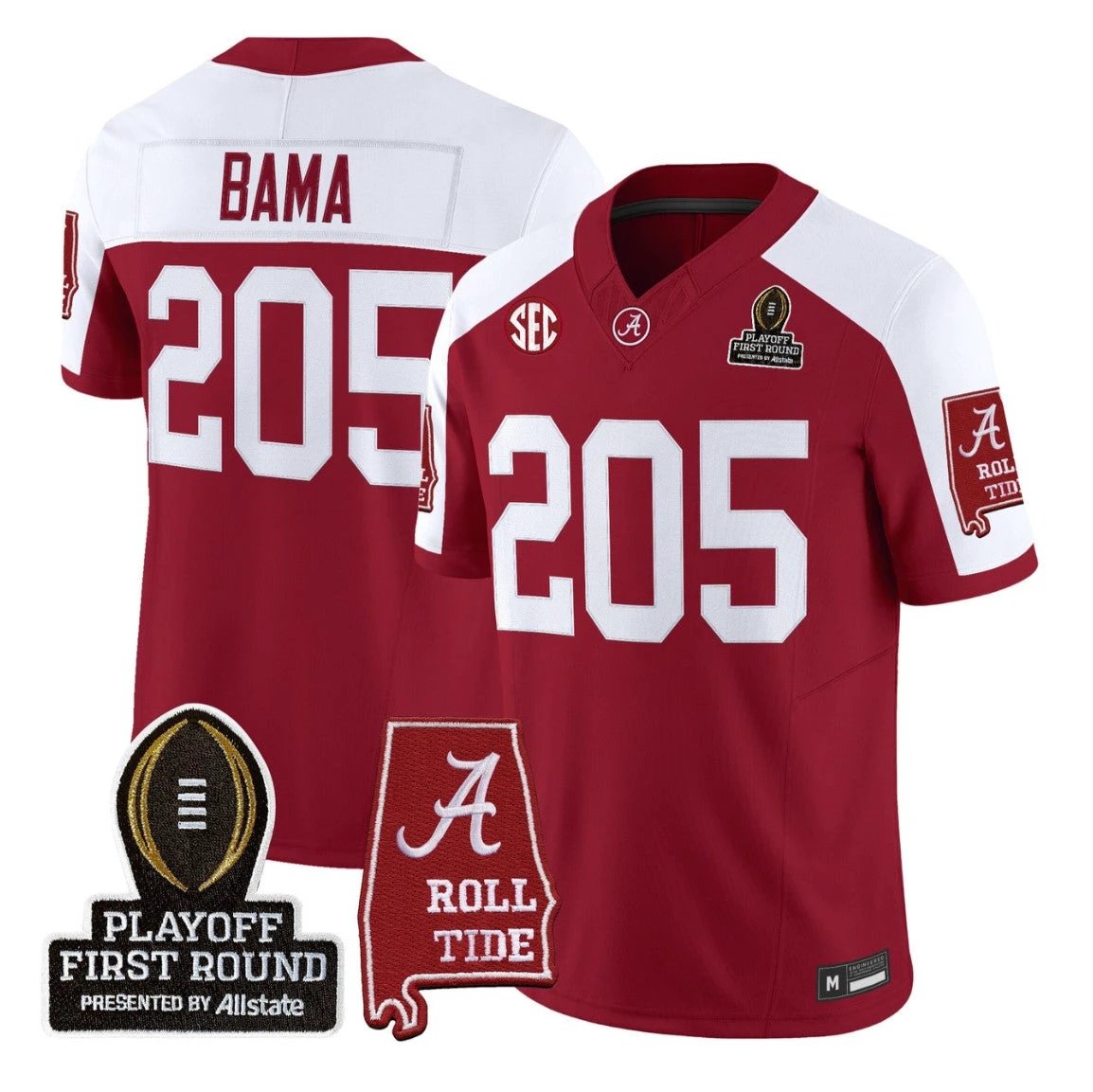 Bama Jersey #205 Alabama Crimson 2025 Playoff First Round Stitched by My Store NCAA Football Jerseys