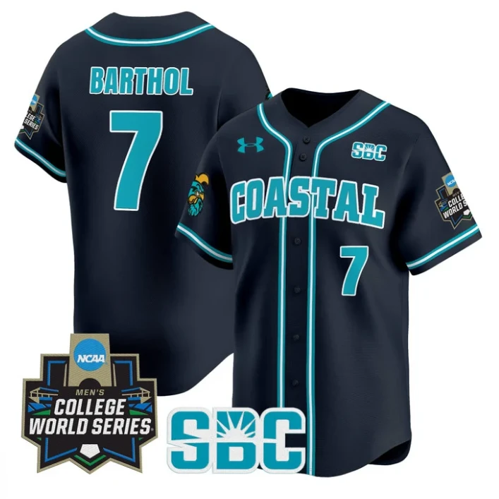 Blake Barthol Jersey #7 Coastal Carolina Chanticleers 2025 World Series Navy by My Store