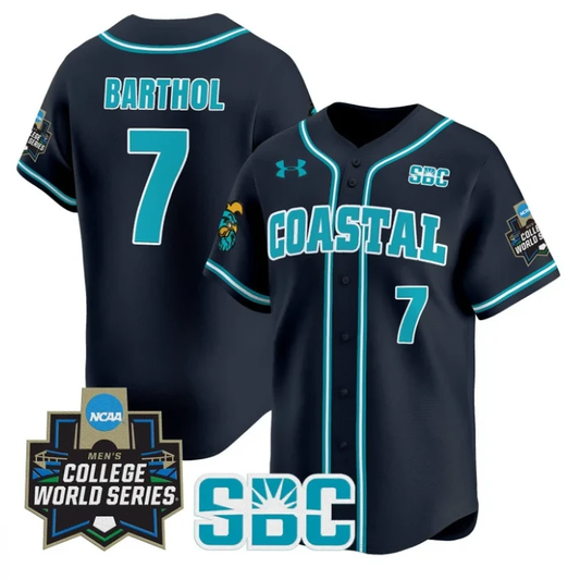 Blake Barthol Jersey #7 Coastal Carolina Chanticleers 2025 World Series Navy by My Store