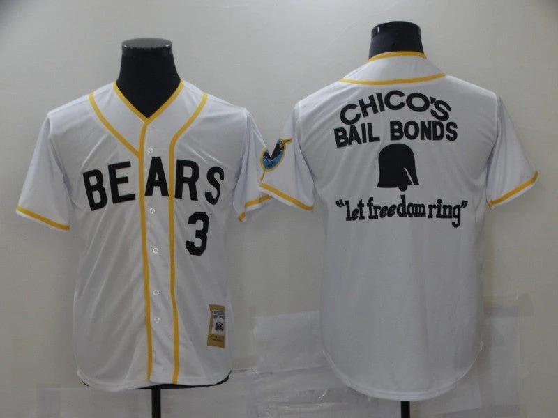 Bad News Bears Jersey Movie 1976 Chico's Bail Bonds 3 Kelly Leak Movie Baseball Jersey White by My Store