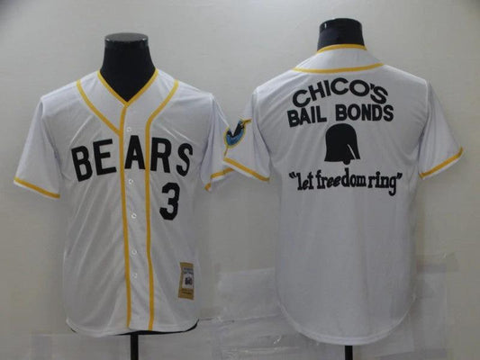 Bad News Bears Jersey Movie 1976 Chico's Bail Bonds 3 Kelly Leak Movie Baseball Jersey White by My Store