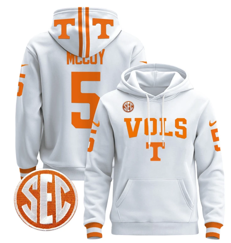 Bru McCoy Hoodie #5 Tennessee Vols 2024 Pullover V3 Stitched Black by Hoodie Pullover