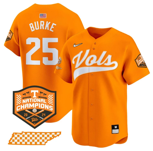 Blake Burke Jersey #25 Tennessee Volunteers Baseball 2024 Champions Vapor Premier Limited White Gold by My Store