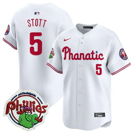 Bryson Stott Jersey #5 Phillies Phanatic Patch Vapor Premier Limited Stitched White by My Store
