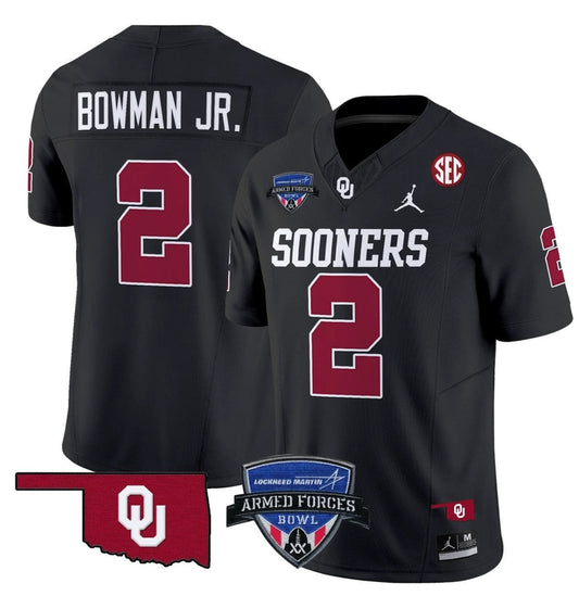 Billy Bowman Jr Jersey #2 Oklahoma Sooners 2025 Armed Forces Bowl Patch Black by My Store
