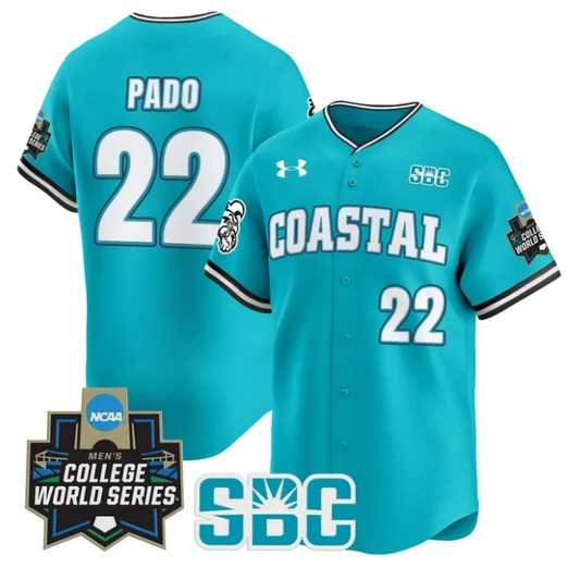 Blagen Pado Jersey #22 Coastal Carolina Chanticleers 2025 World Series Teal by My Store