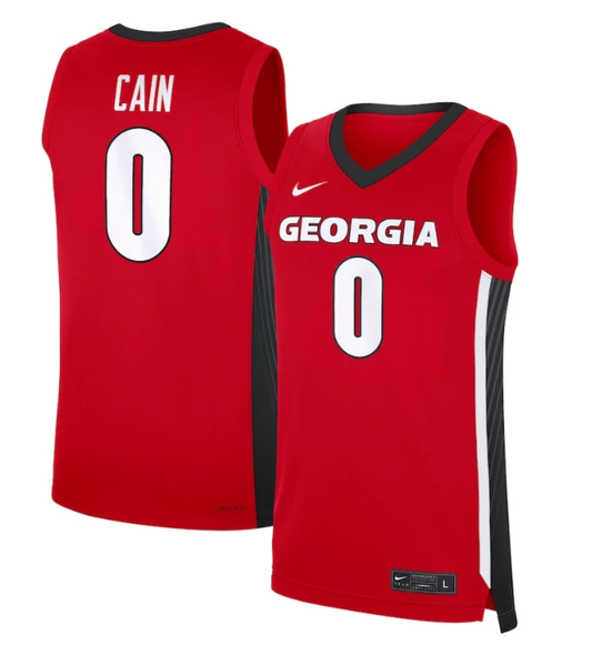 Blue Cain Jersey #0 Georgia Bulldogs NIL Basketball Red by My store basketball