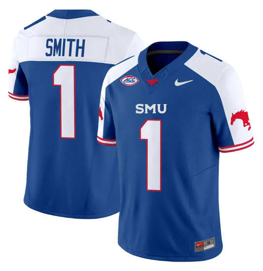 Brashard Smith Jersey #1 SMU Mustangs Icy College Football Vapor Limited Blue Alternate by My Store