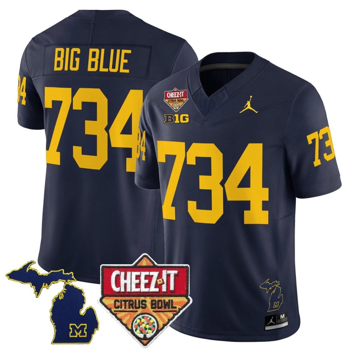 Big Blue Jersey #734 Michigan Wolverines 2025 Cheez-It Citrus Bowl by My Store NCAA Football Jerseys