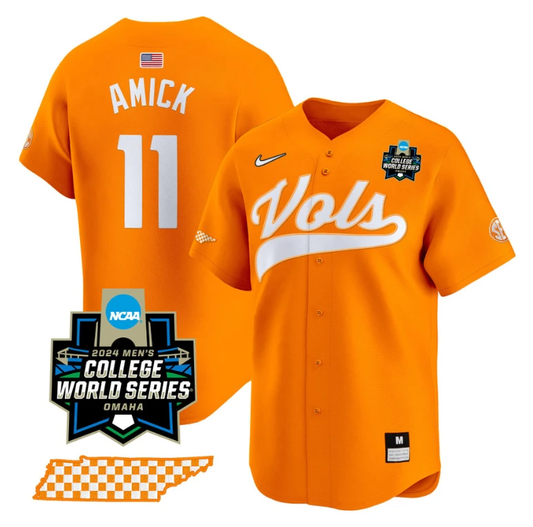 Billy Amick Jersey #11 Tennessee Volunteers 2024 College World Series Vapor Premier Limited NCAA Baseball Stitched Orange by My Store