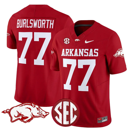 Brandon Burlsworth Jersey #77 Arkansas Razorbacks Limited Stitched Cardinal by My Store