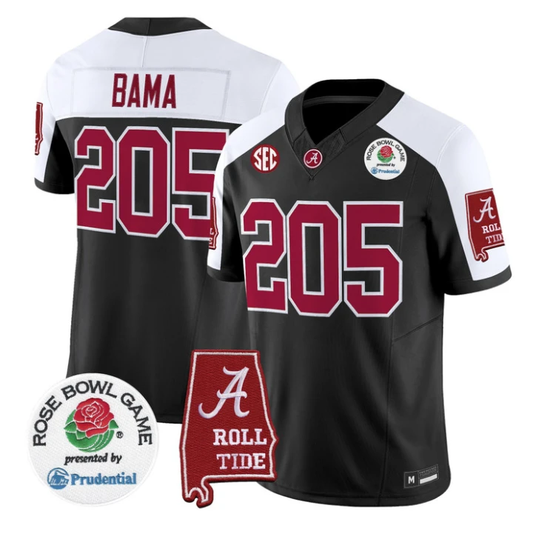 Bama Jersey #205 Alabama Crimson Tide 2026 Rose Bowl Patch Stitched by My Store NCAA Football Jerseys