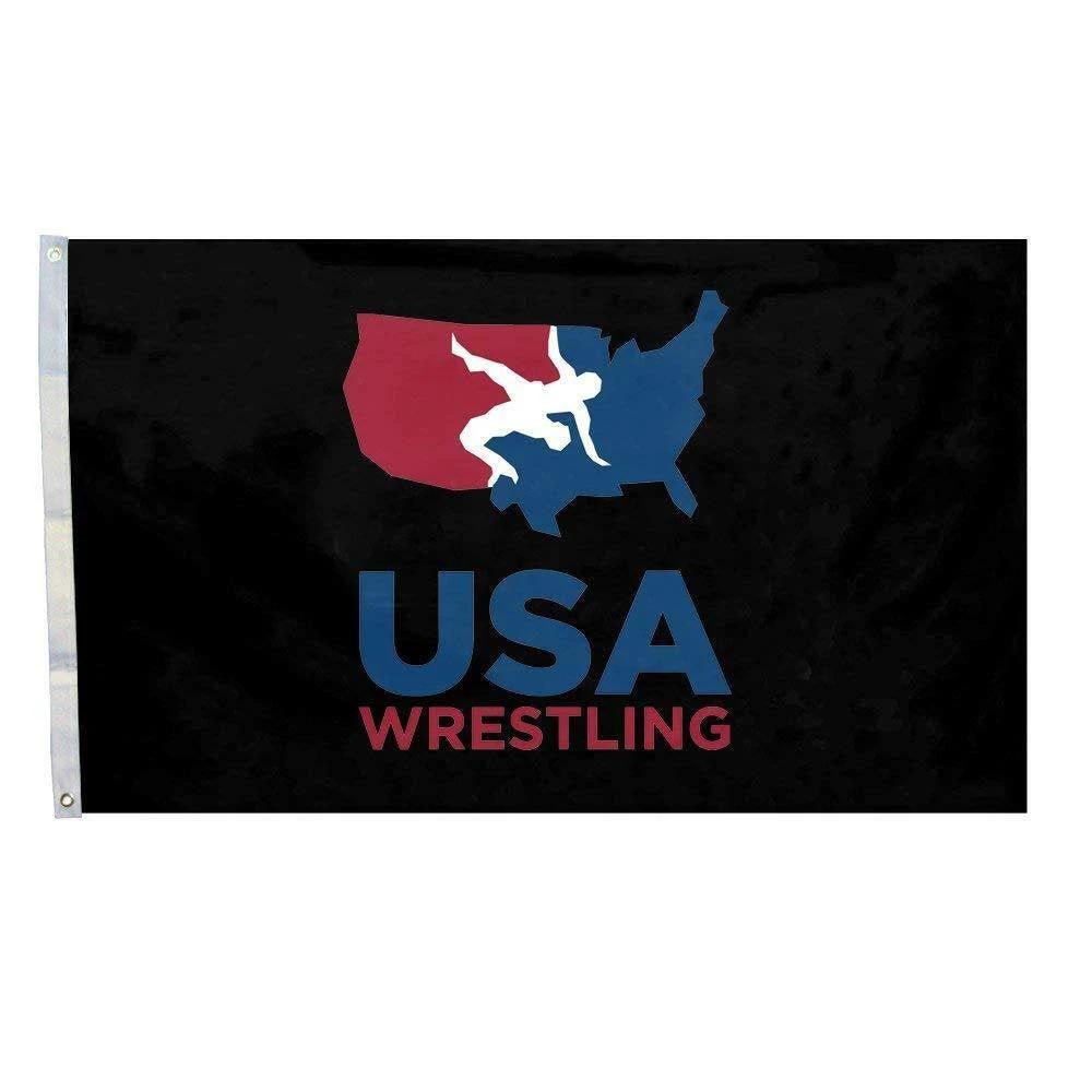 BLACK USA Wrestling Logo Flag For Wrestling Season 3x5 Foot Man Cave Garage Dorm by flagsjustdoit