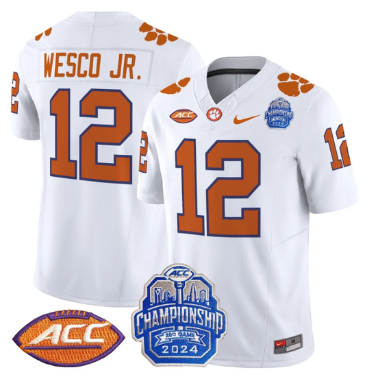 Bryant Wesco Jr Jersey #12 Clemson Tigers 2024 ACC Championship Patch White by My Store