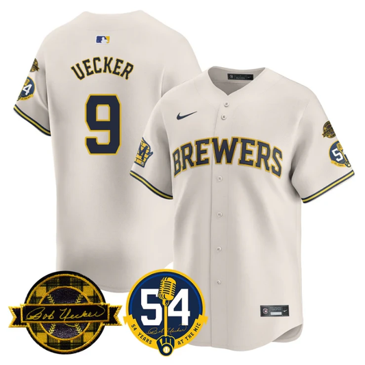 Bob Uecker Jersey #9 Milwaukee Brewers 2025 Bob Uecker, 54 Seasons for Brewers Stitched Navy by My Store
