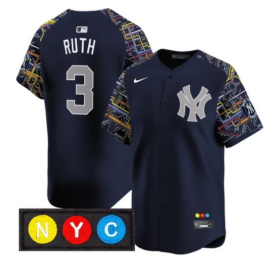 Babe Ruth Jersey #3 New York Yankees Subway Style Vapor Premier Limited Stitched by My Store
