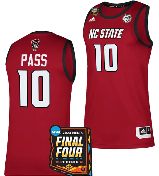 Breon Pass Jersey #10 NC State Wolfpack 2024 NCAA March Madness Final Four Basketball Red by My store basketball