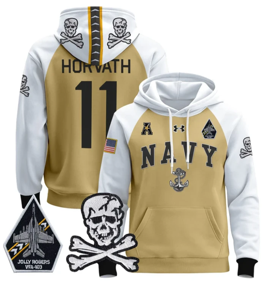 Blake Horvath Hoodie #11 Navy Midshipmen Pullover Jolly Rogers V2 by Hoodie Pullover