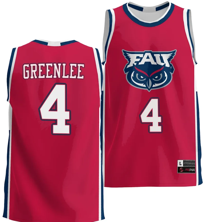 Bryan Greenlee Jersey #4 FAU Owls NIL Basketball Lightweight Red by My store basketball