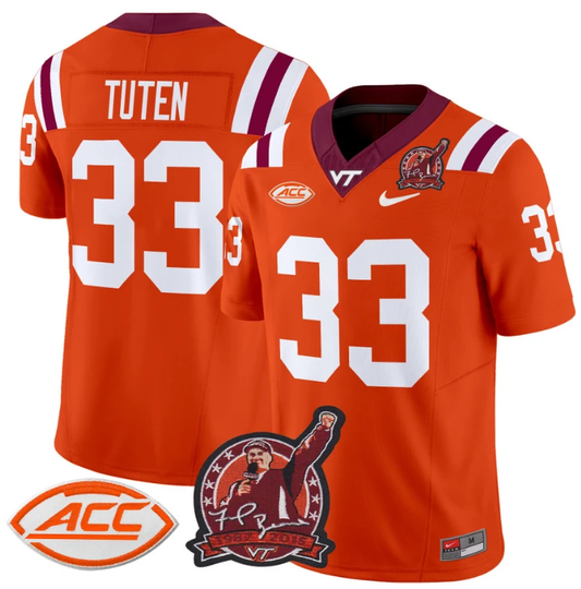 Bhayshul Tuten Jersey #33 Virginia Tech Hokies Coach Frank Beamer Orange by NCAA Football Jersey