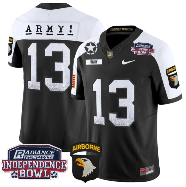 Bryson Daily Jersey #13 Army Black Knights Independence Bowl Patch Black Alternate by My Store
