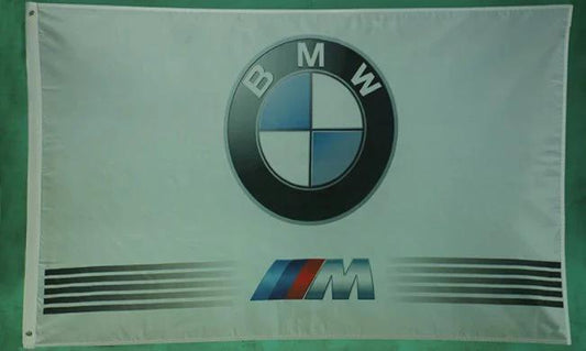 BMW M White Flag 3X5 Ft Polyester Banner USA 90x150cm by flagsjustdoit