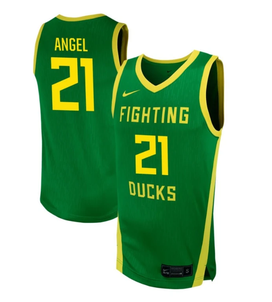 Brandon Angel Jersey #21 Oregon Ducks NIL Basketball Green by My store basketball
