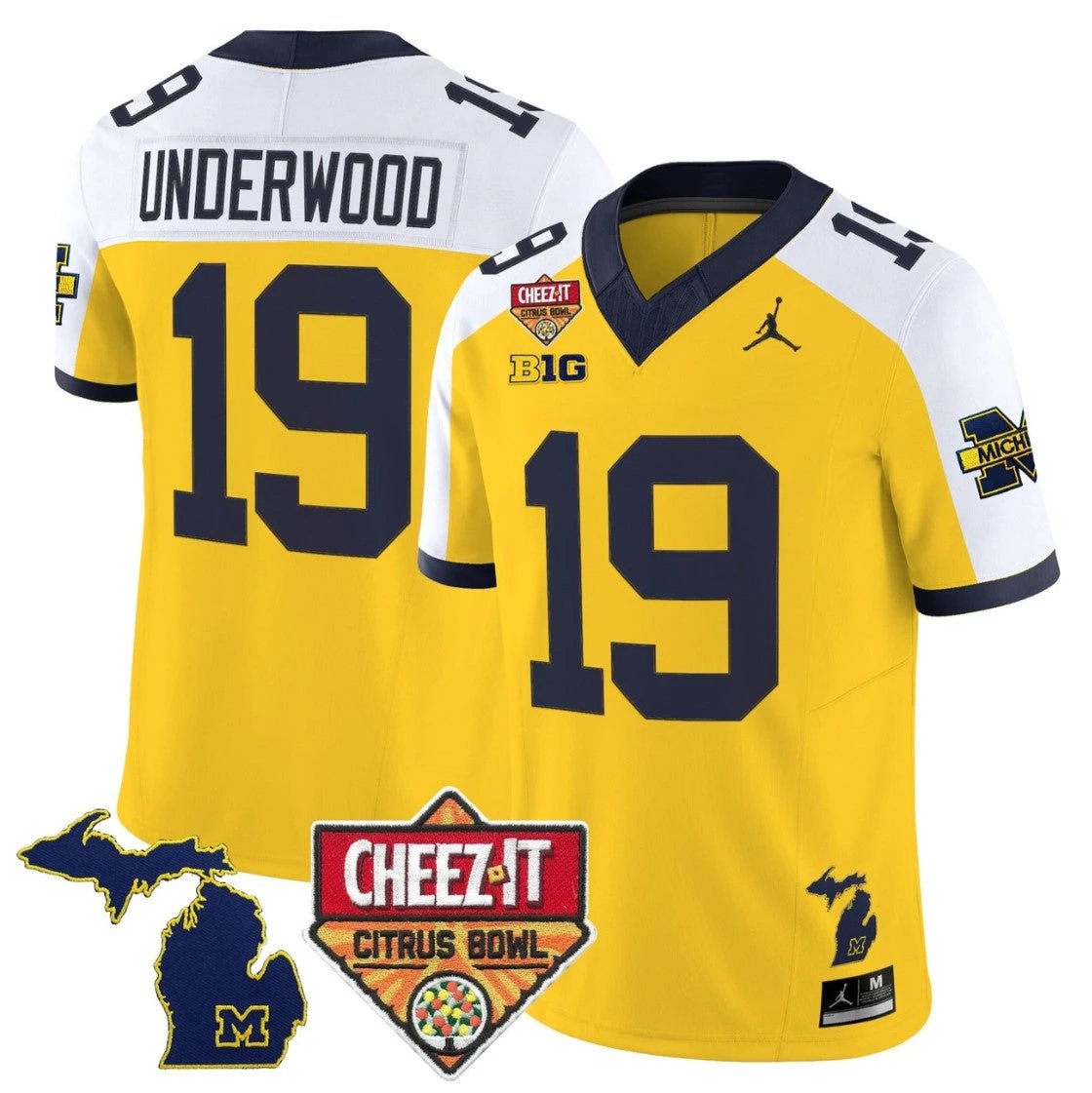 Bryce Underwood Jersey #19 Michigan Wolverines 2025 Cheez-It Citrus Bowl by My Store NCAA Football Jerseys